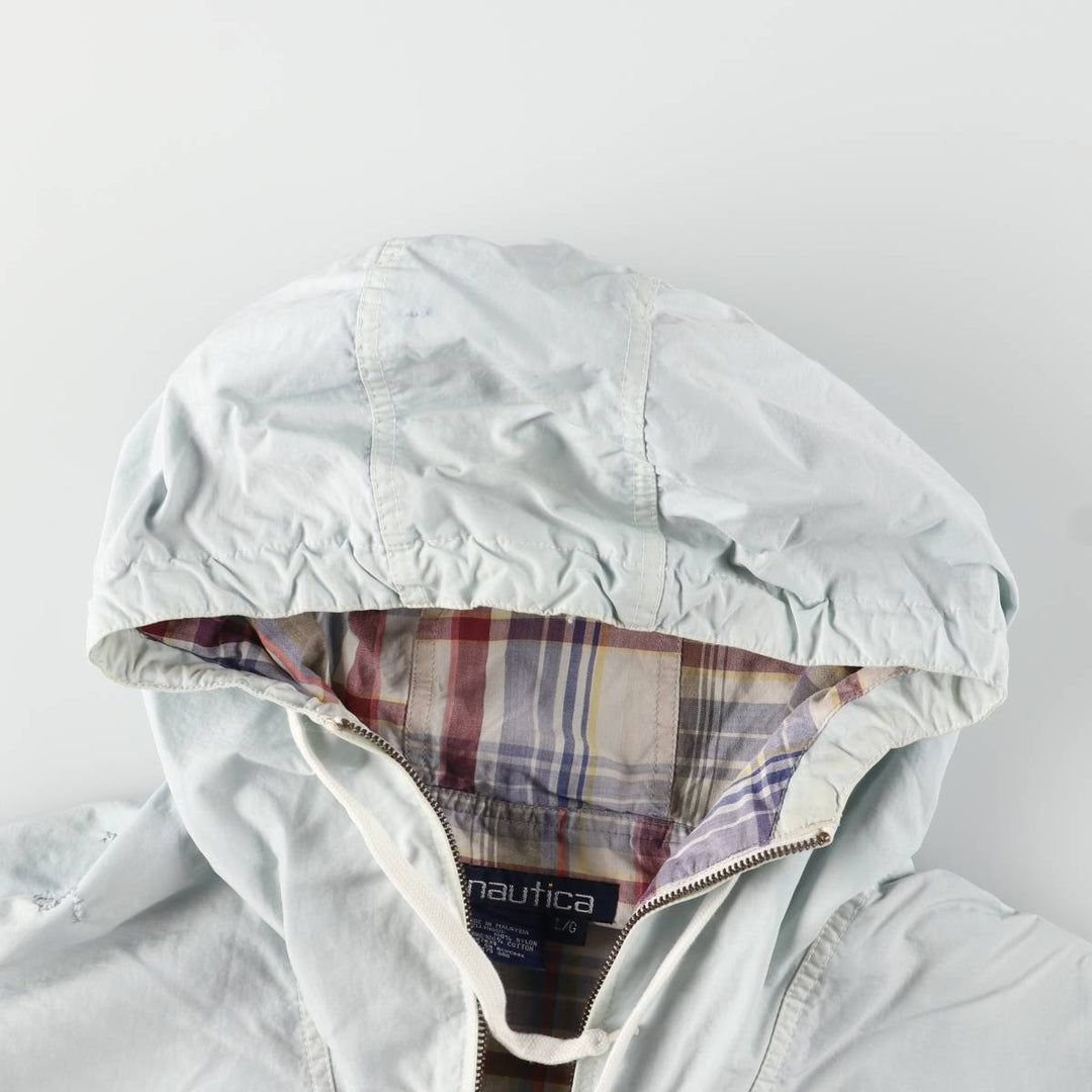 Vintage 90'S Nautica nylon parka, size L, men's Nylon Blue type light blue Vintage Second Hand