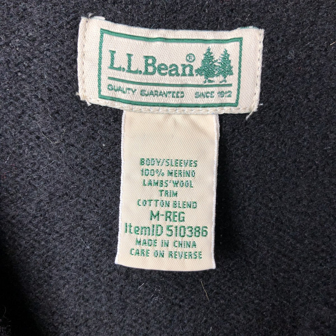 2000'S LLBean Lambswool Knit Sweater, Men's Size Medium Lamb wool black type Vintage Second Hand