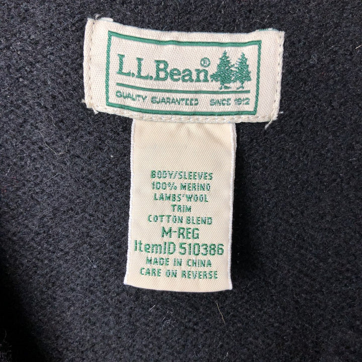 2000'S LLBean Lambswool Knit Sweater, Men's Size Medium Lamb wool black type Vintage Second Hand
