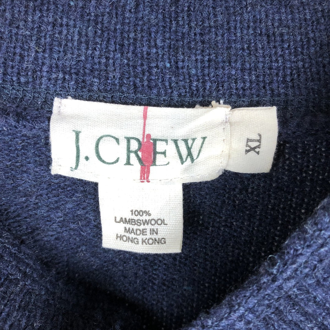90'S J.Crew Henley Neck Lambswool Knit Sweater, Men's Size XL, Vintage Lamb wool navy blue type Vintage Second Hand