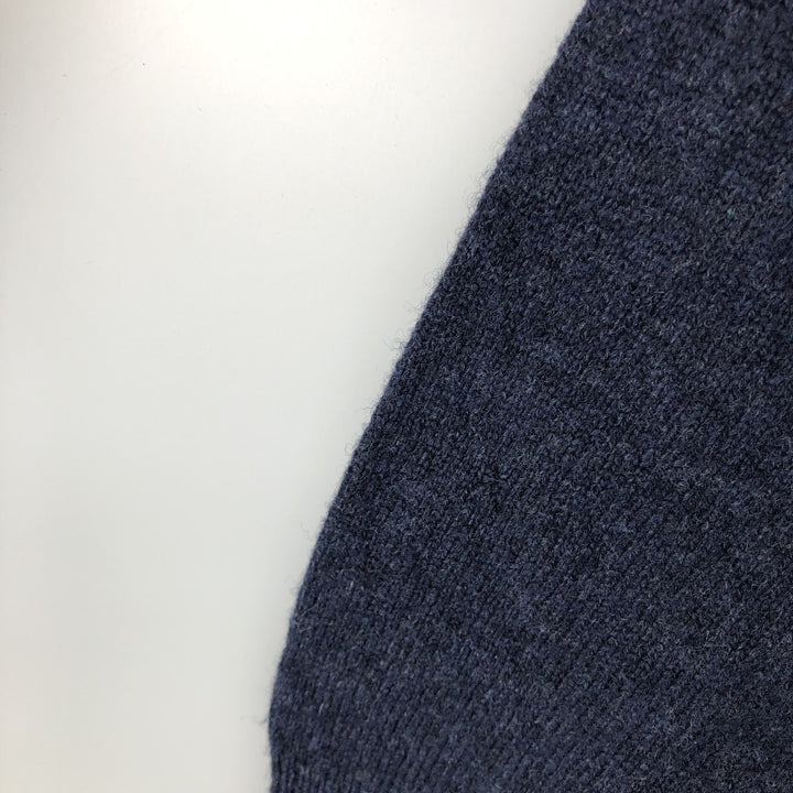 90'S J.Crew Henley Neck Lambswool Knit Sweater, Men's Size XL, Vintage Lamb wool navy blue type Vintage Second Hand