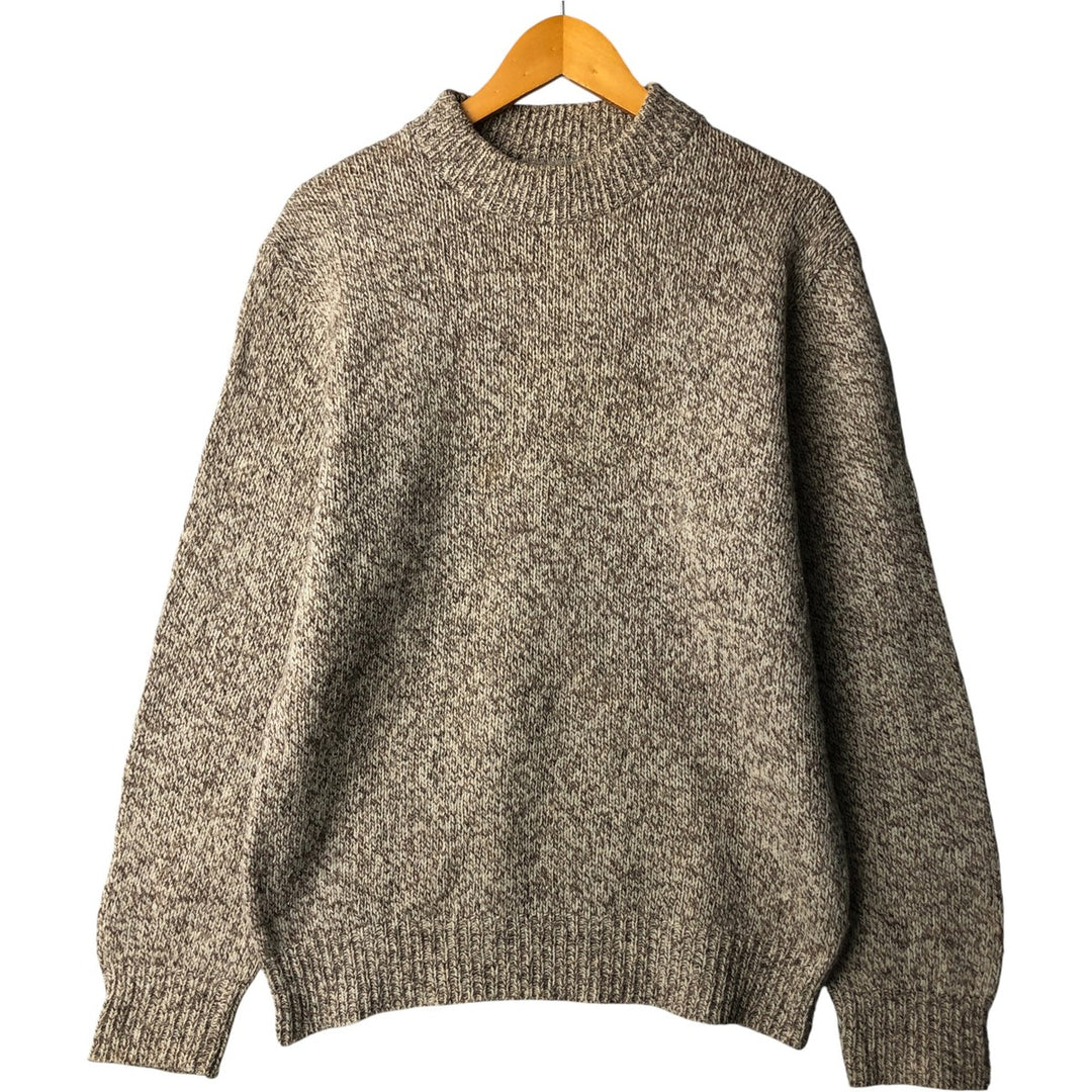 Vintage 1980'S LLBean high-neck wool knit sweater, made in the USA, size L, men's wool Beige type Vintage Second Hand