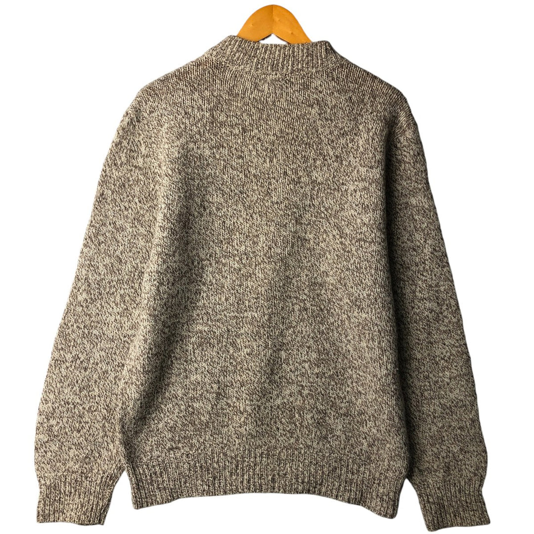 Vintage 1980'S LLBean high-neck wool knit sweater, made in the USA, size L, men's wool Beige type Vintage Second Hand