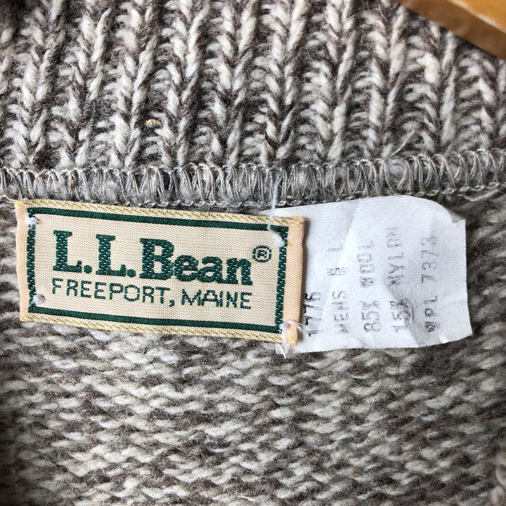 Vintage 1980'S LLBean high-neck wool knit sweater, made in the USA, size L, men's wool Beige type Vintage Second Hand