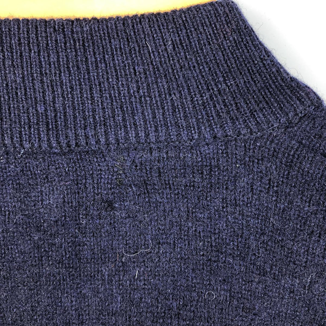 Burberry's Argyle Pattern Mock Neck Lambswool Knit Sweater, Made in Scotland, Men's Size Medium Lamb wool navy blue type Vintage Second Hand