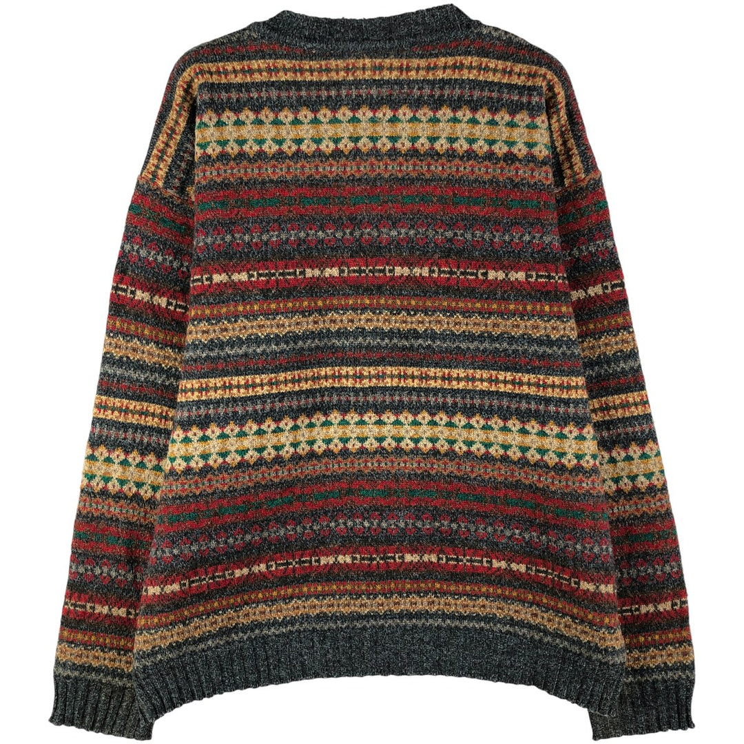 Vintage 1980'S Lacoste Native Pattern Wool Knit Sweater, Size 7, Men's XXL wool Charcoal Vintage Second Hand