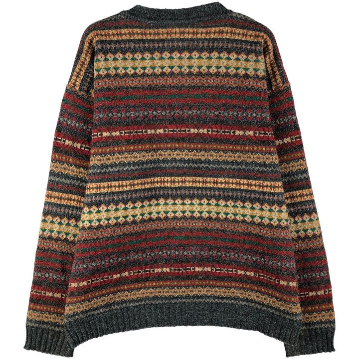 Vintage 1980'S Lacoste Native Pattern Wool Knit Sweater, Size 7, Men's XXL wool Charcoal Vintage Second Hand