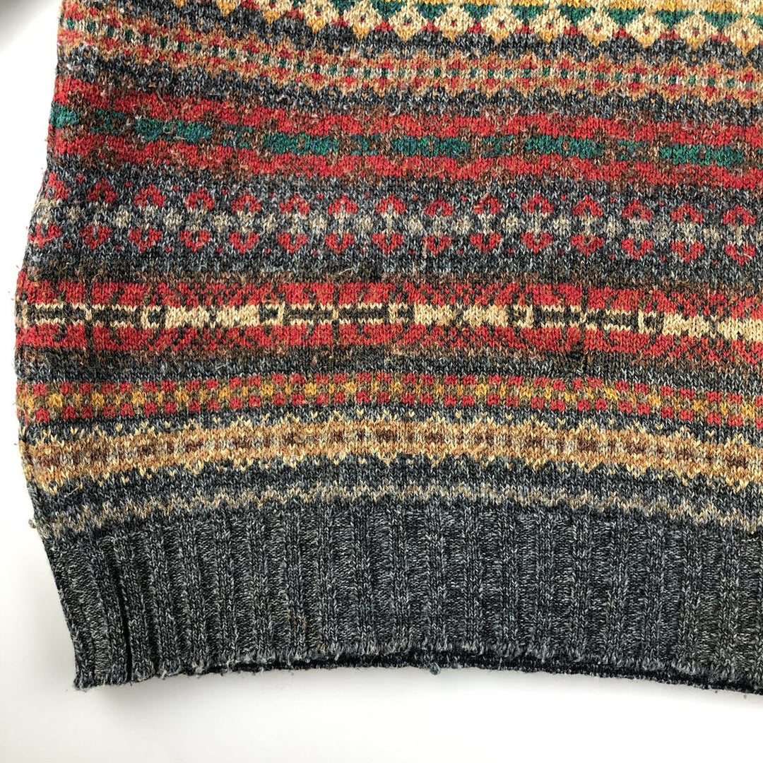 Vintage 1980'S Lacoste Native Pattern Wool Knit Sweater, Size 7, Men's XXL wool Charcoal Vintage Second Hand