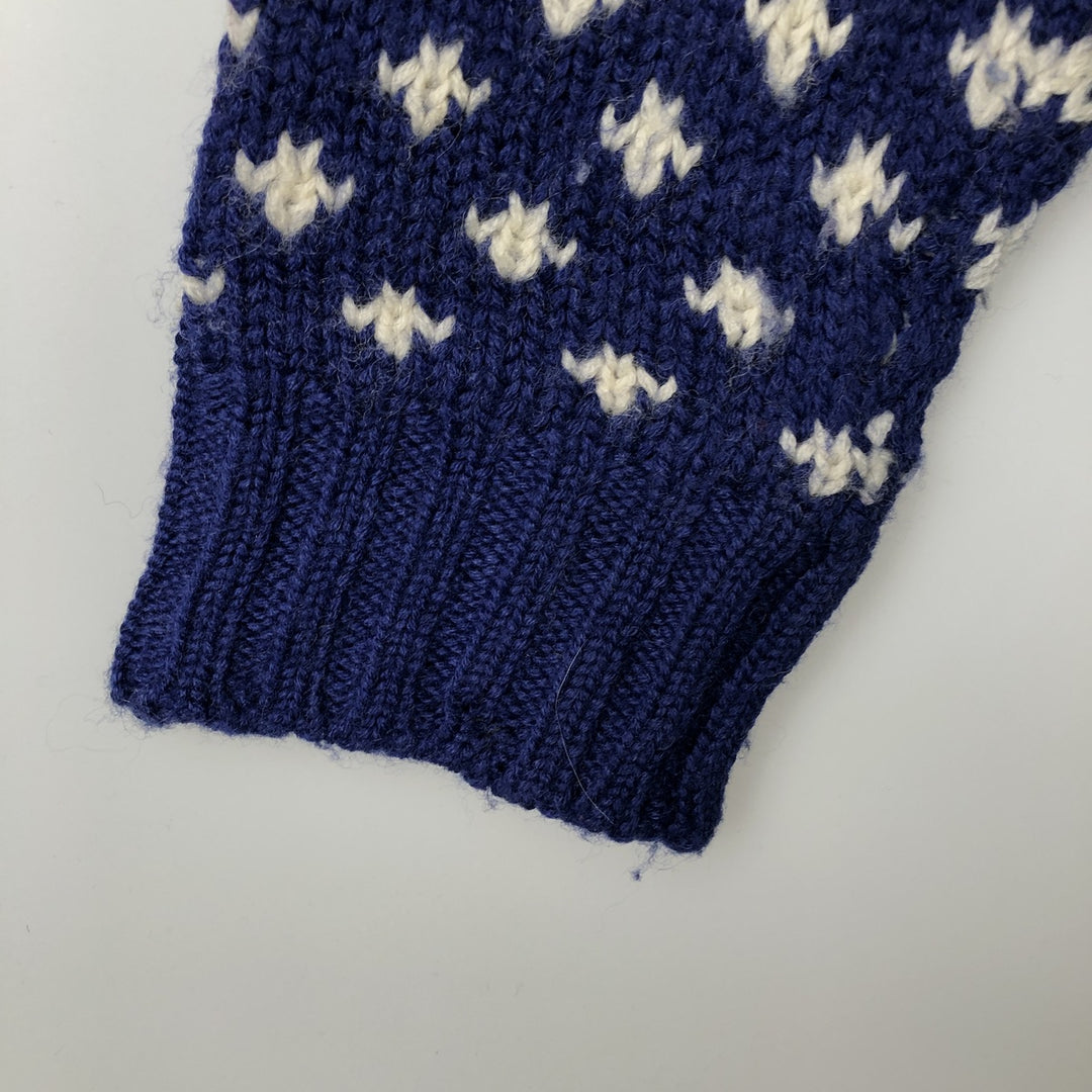 Vintage 90'S J.Crew Birdseye Pattern Wool Knit Sweater, Men's Size L wool blue type Vintage Second Hand