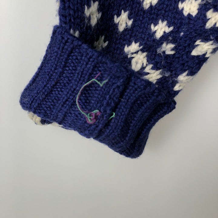 Vintage 90'S J.Crew Birdseye Pattern Wool Knit Sweater, Men's Size L wool blue type Vintage Second Hand