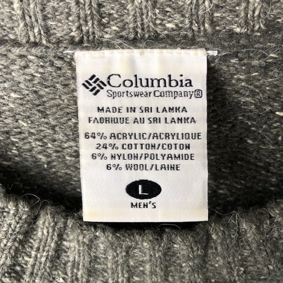Columbia Acrylic Knit Sweater, Men's Size L acrylic Charcoal Vintage Second Hand