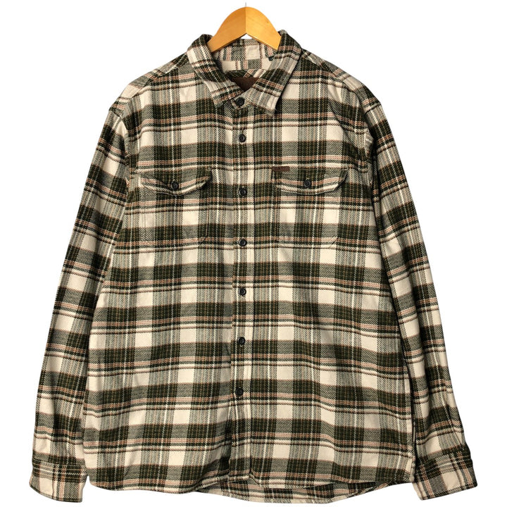 ORVIS Long Sleeve Flannel Check Shirt, Men's XL Size cotton white type Vintage Second Hand
