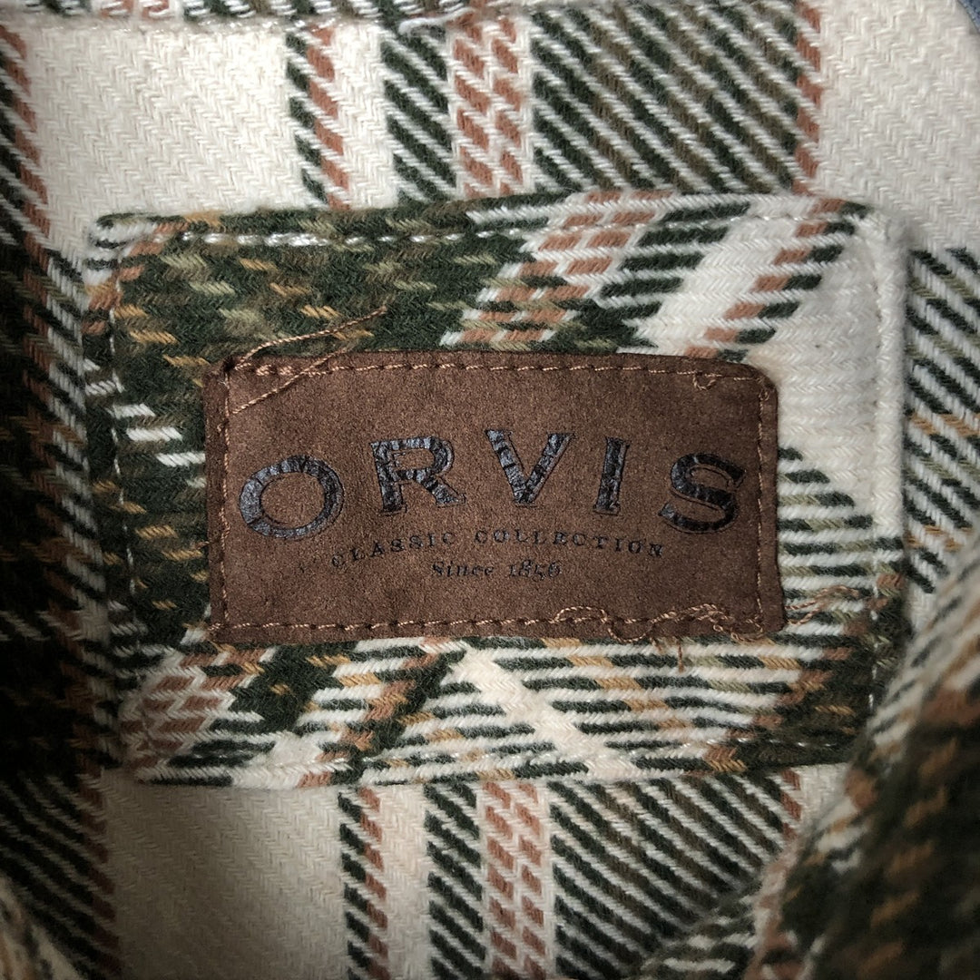 ORVIS Long Sleeve Flannel Check Shirt, Men's XL Size cotton white type Vintage Second Hand