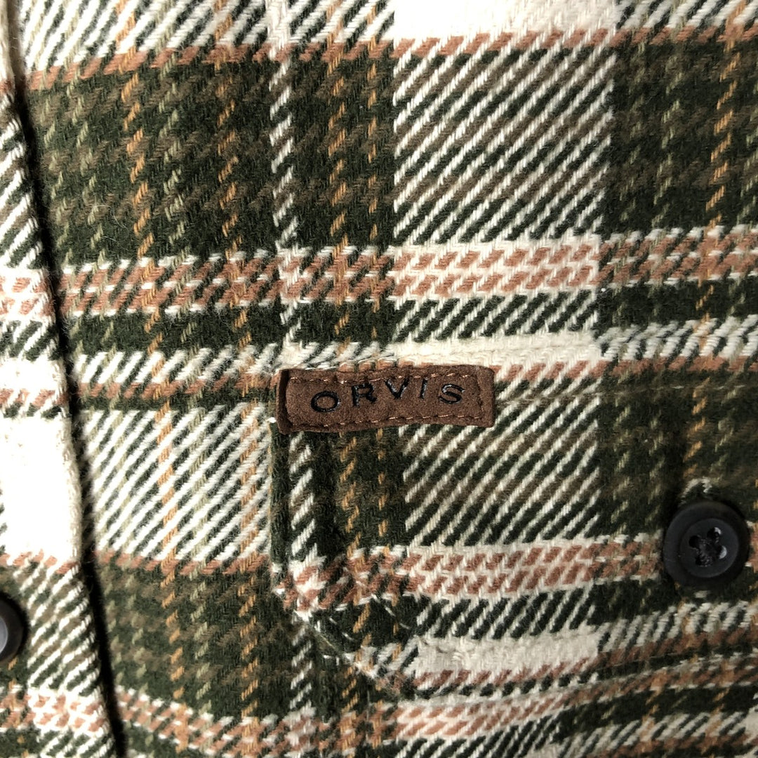 ORVIS Long Sleeve Flannel Check Shirt, Men's XL Size cotton white type Vintage Second Hand