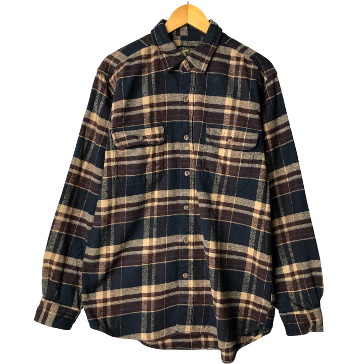 FIELD AND STREAM Long Sleeve Flannel Check Shirt, Men's Size L cotton navy blue type Vintage Second Hand