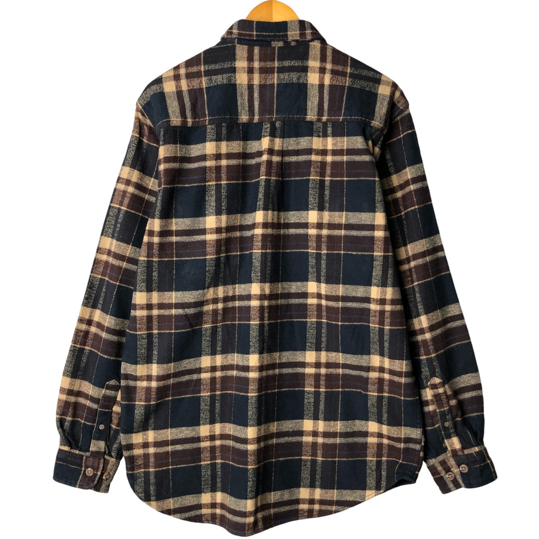 FIELD AND STREAM Long Sleeve Flannel Check Shirt, Men's Size L cotton navy blue type Vintage Second Hand