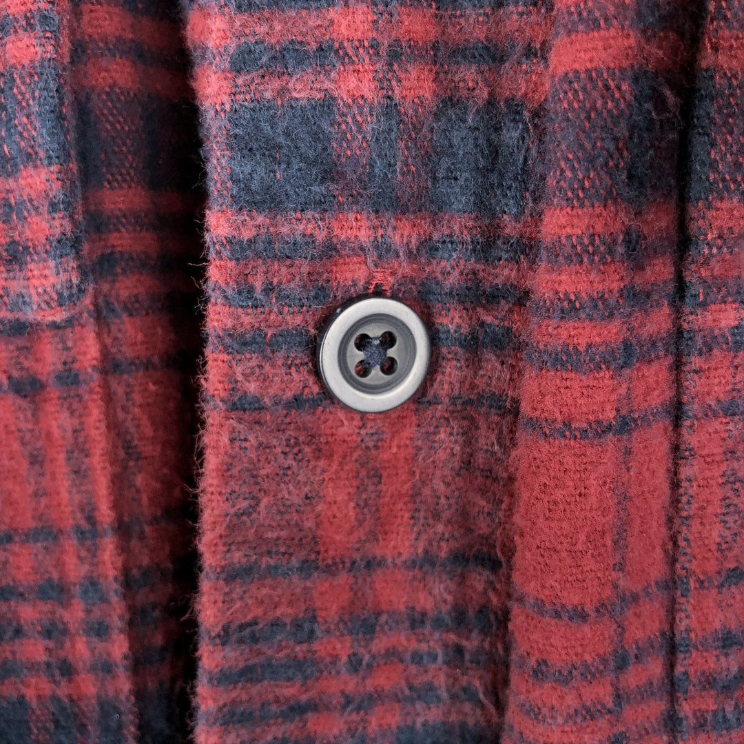 LLBean Check Pattern Long Sleeve Flannel Check Shirt, Men's Size XL cotton red type Vintage Second Hand