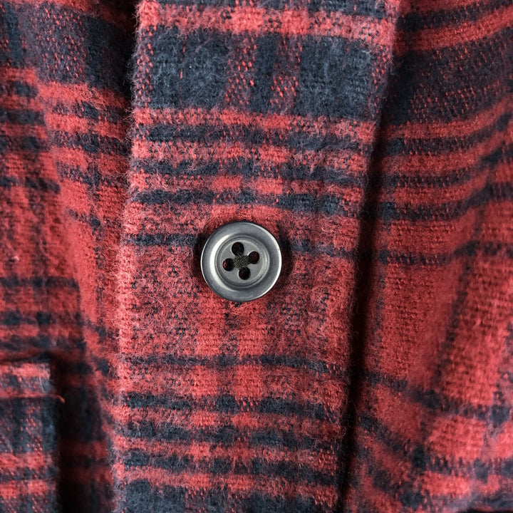 LLBean Check Pattern Long Sleeve Flannel Check Shirt, Men's Size XL cotton red type Vintage Second Hand