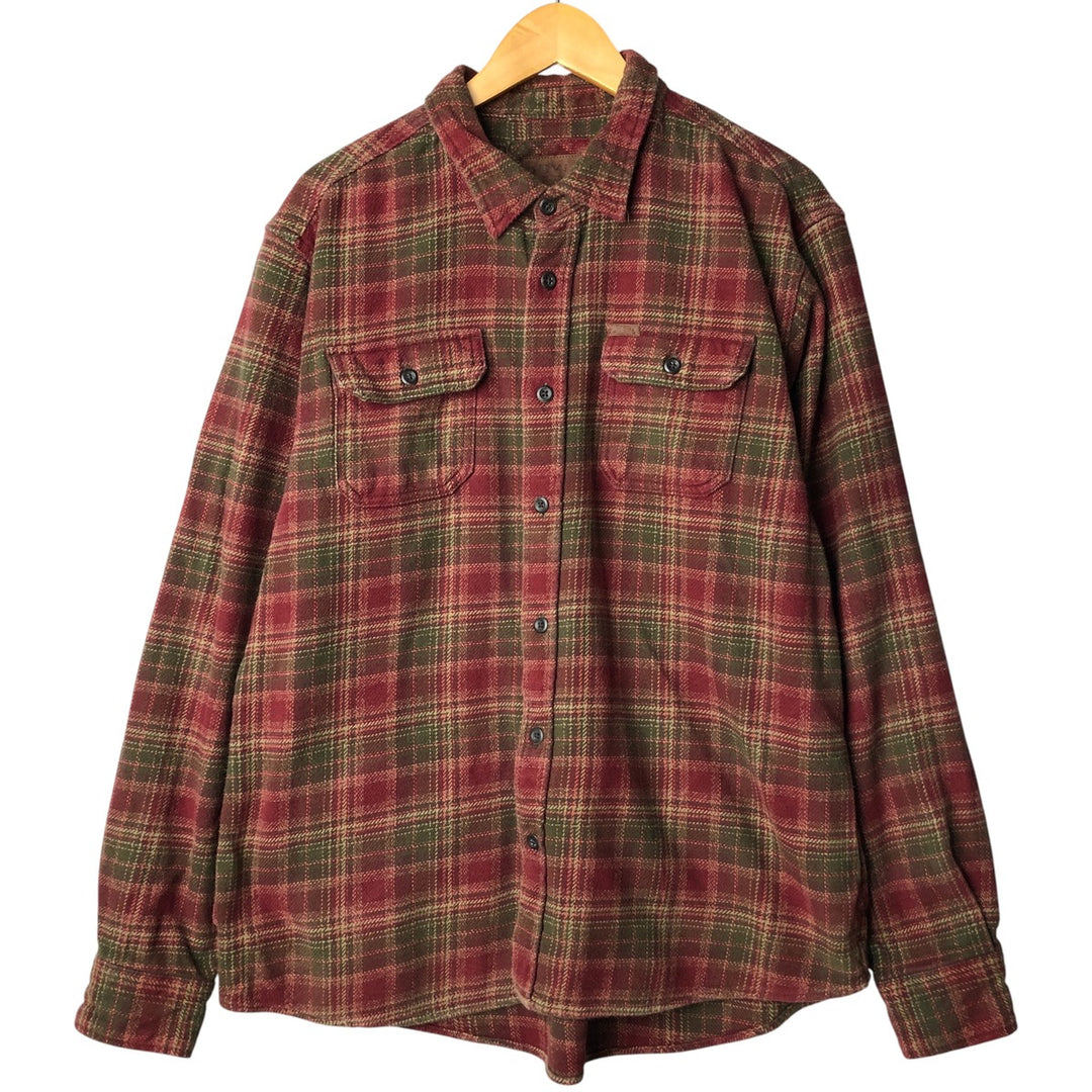 ORVIS Long Sleeve Flannel Check Shirt, Men's XL Size cotton red type reddish brown Vintage Second Hand