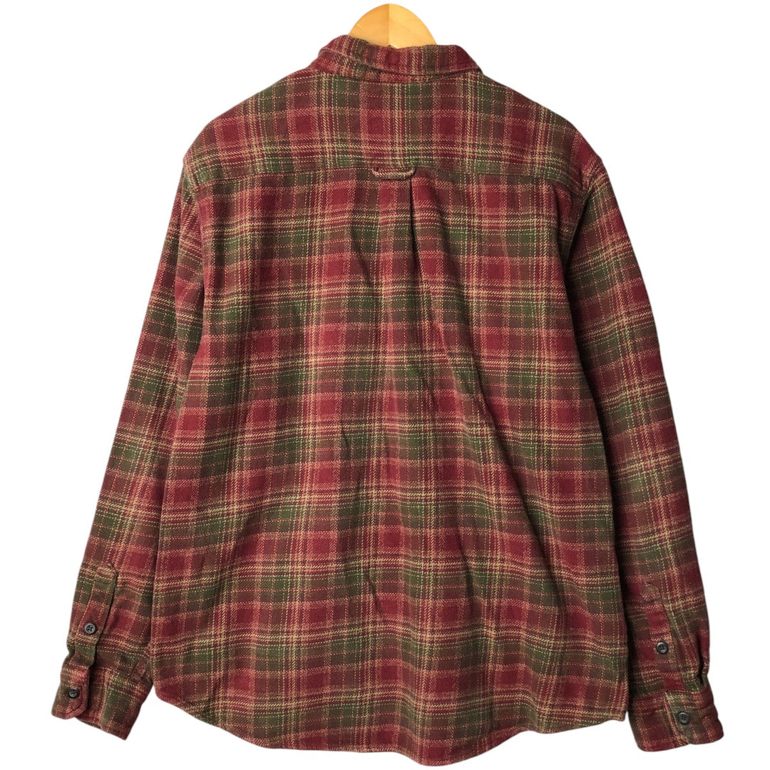 ORVIS Long Sleeve Flannel Check Shirt, Men's XL Size cotton red type reddish brown Vintage Second Hand