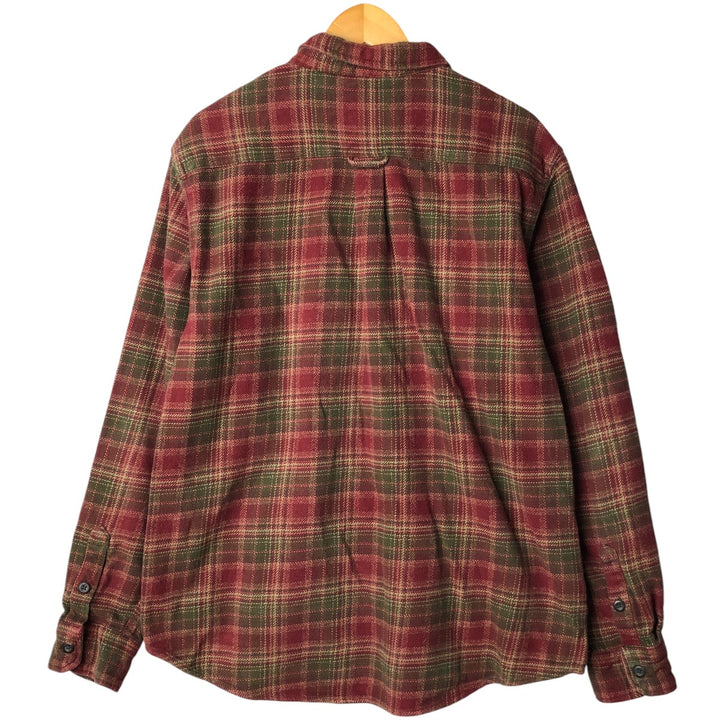 ORVIS Long Sleeve Flannel Check Shirt, Men's XL Size cotton red type reddish brown Vintage Second Hand