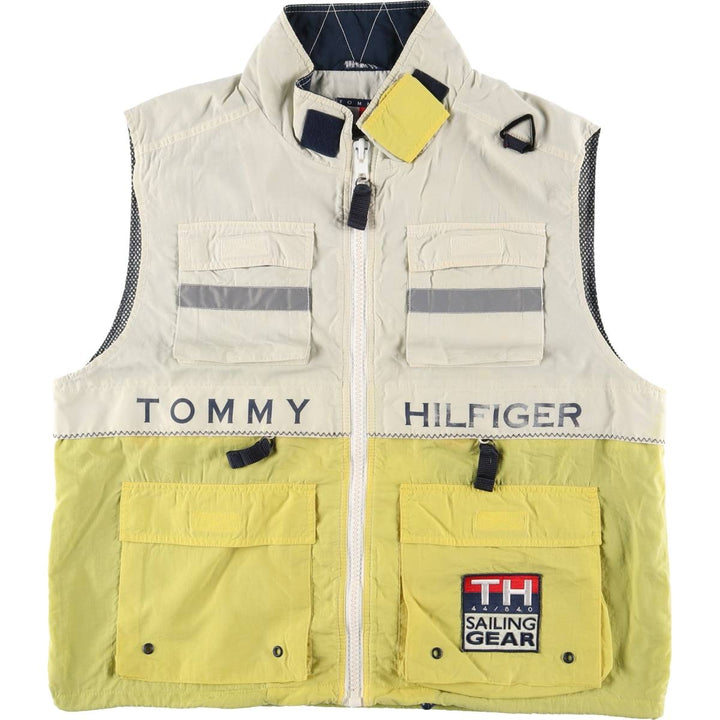 Vintage 90'S Tommy Hilfiger nylon vest, size L, men's Nylon ivory Vintage Second Hand