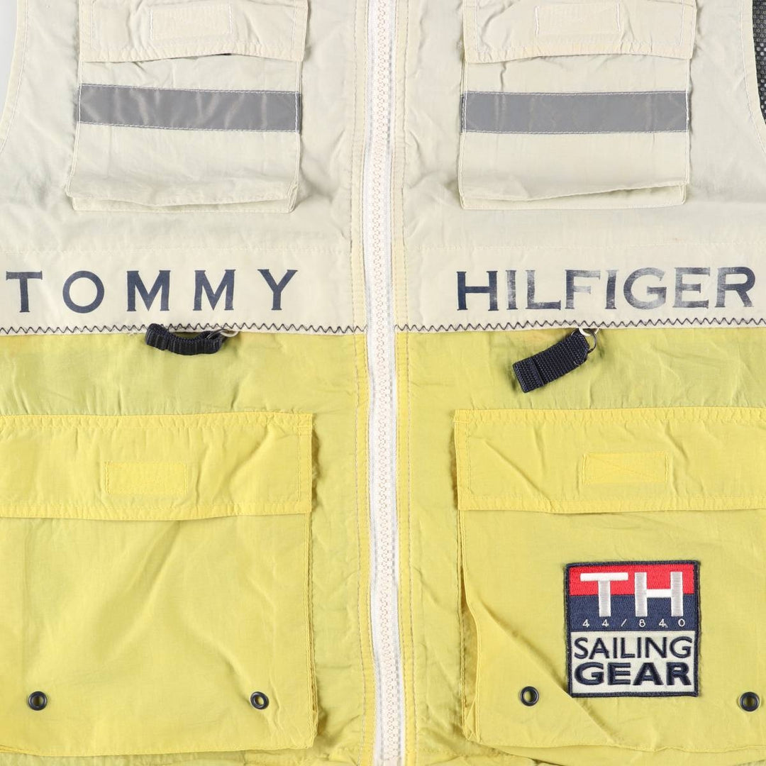 Vintage 90'S Tommy Hilfiger nylon vest, size L, men's Nylon ivory Vintage Second Hand