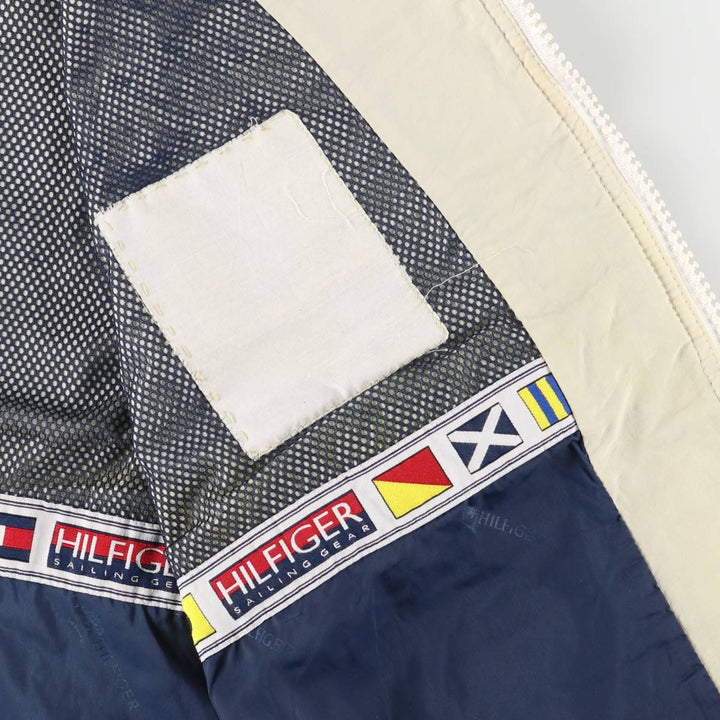 Vintage 90'S Tommy Hilfiger nylon vest, size L, men's Nylon ivory Vintage Second Hand