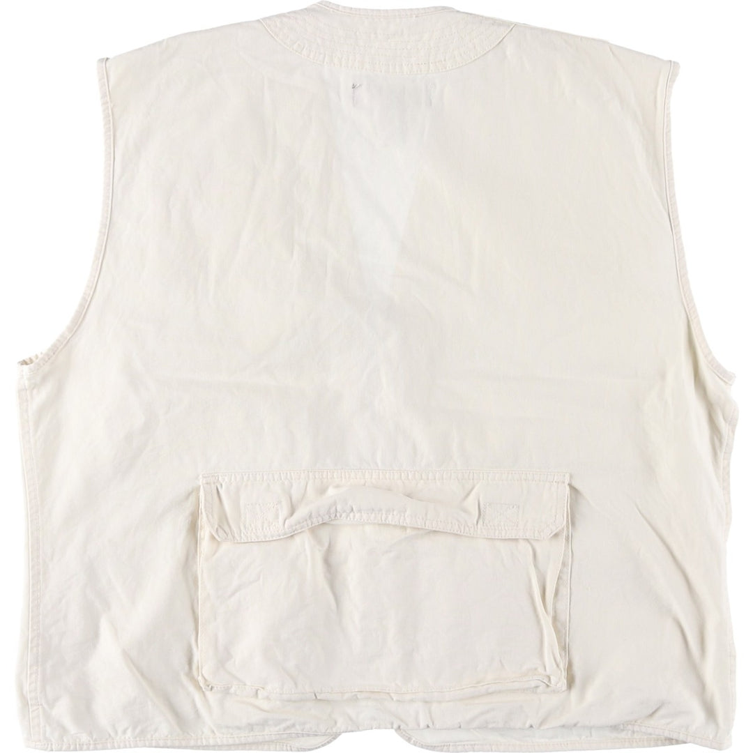 Perry Ellis America Fishing Vest, Men's Size L cotton unbleached Vintage Second Hand
