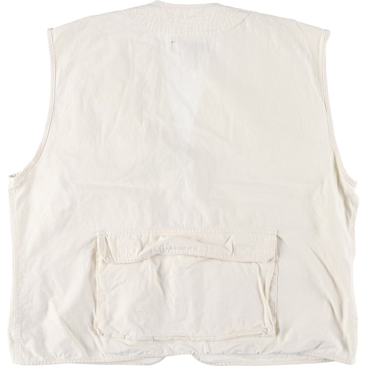 Perry Ellis America Fishing Vest, Men's Size L cotton unbleached Vintage Second Hand