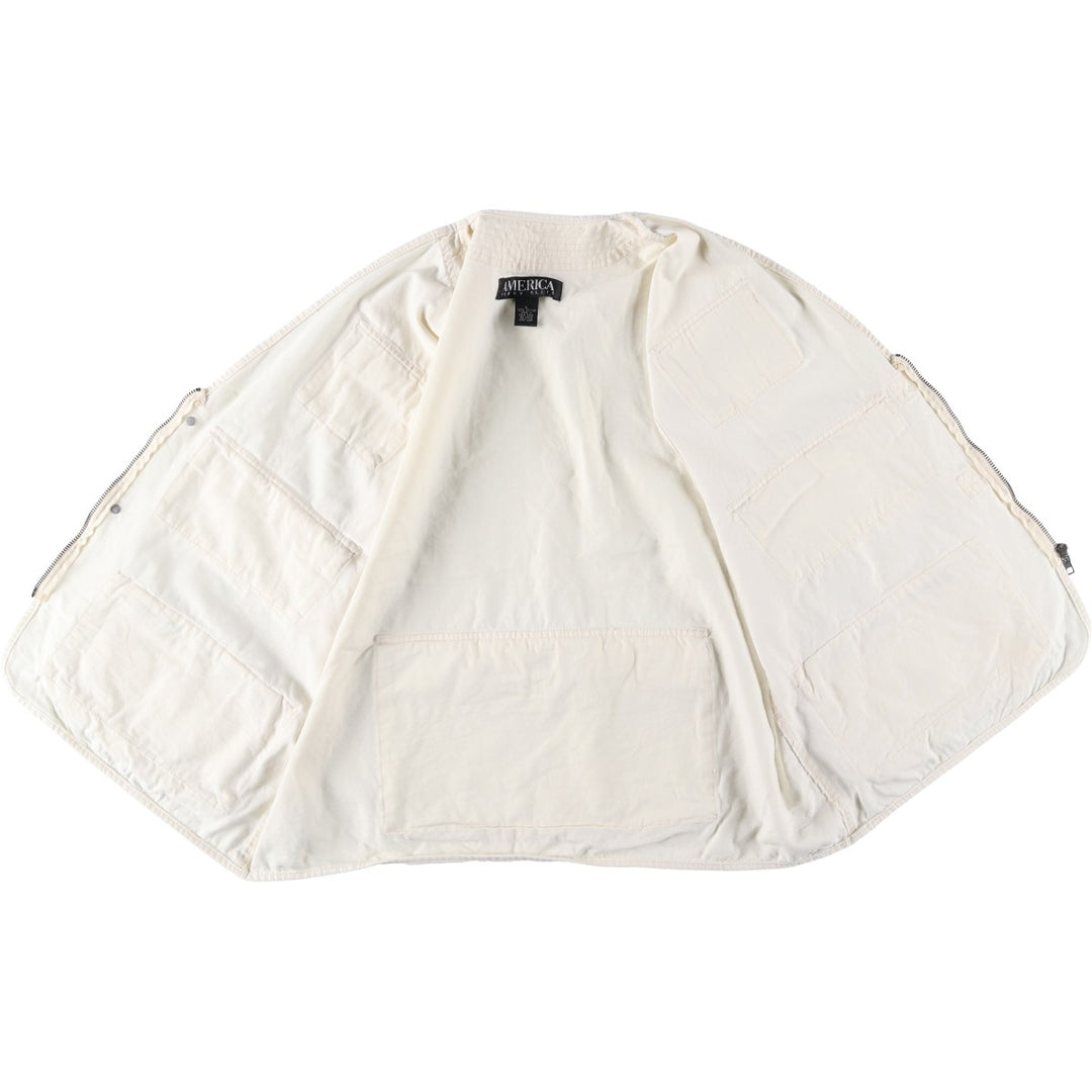 Perry Ellis America Fishing Vest, Men's Size L cotton unbleached Vintage Second Hand
