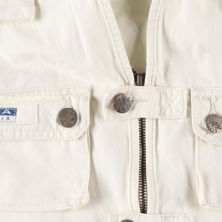 Perry Ellis America Fishing Vest, Men's Size L cotton unbleached Vintage Second Hand