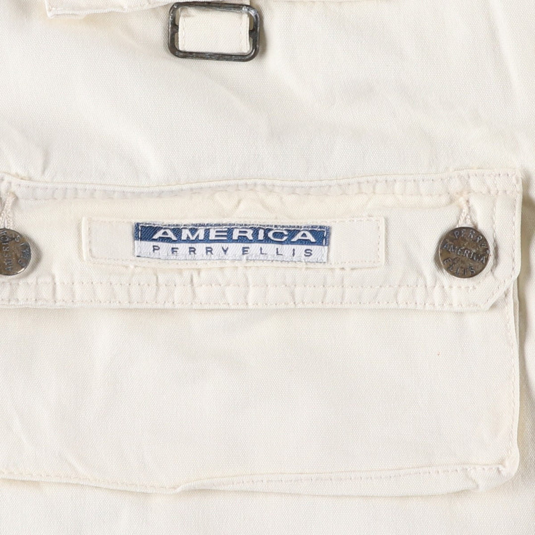 Perry Ellis America Fishing Vest, Men's Size L cotton unbleached Vintage Second Hand