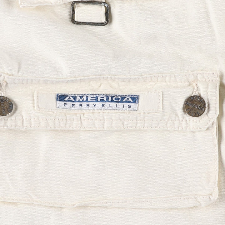 Perry Ellis America Fishing Vest, Men's Size L cotton unbleached Vintage Second Hand