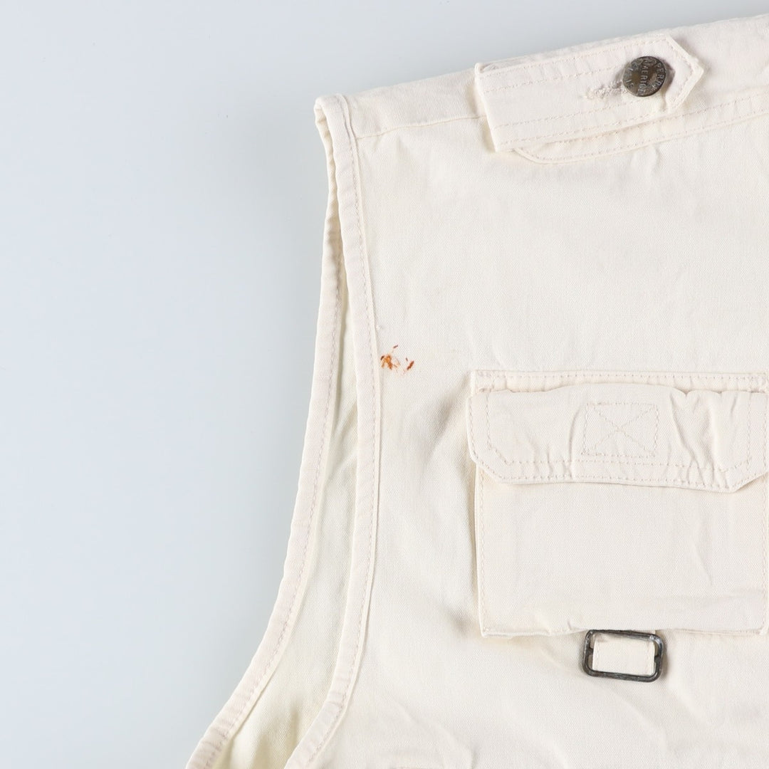 Perry Ellis America Fishing Vest, Men's Size L cotton unbleached Vintage Second Hand