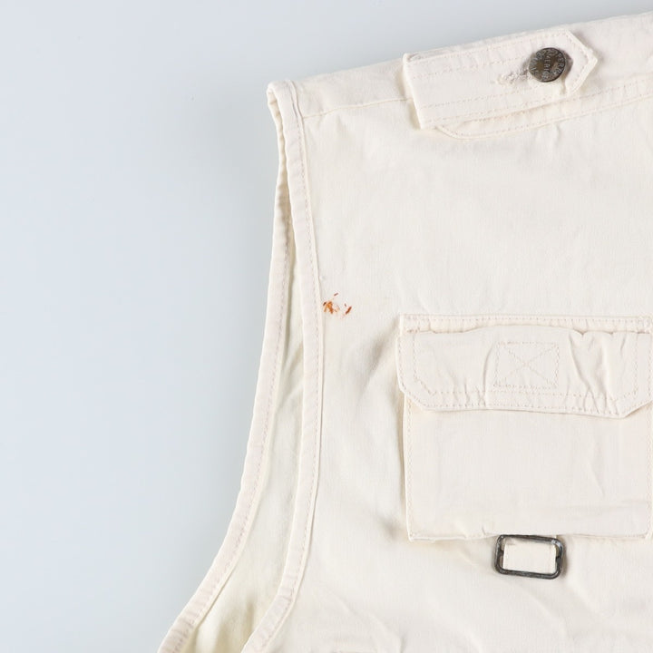 Perry Ellis America Fishing Vest, Men's Size L cotton unbleached Vintage Second Hand
