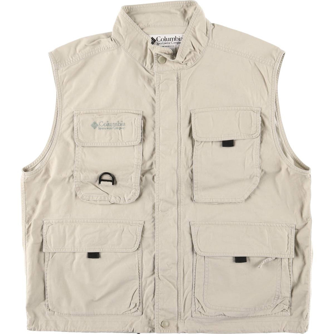90s-00'S Columbia Fishing Vest Men's XL cotton Khaki type beige Vintage Second Hand
