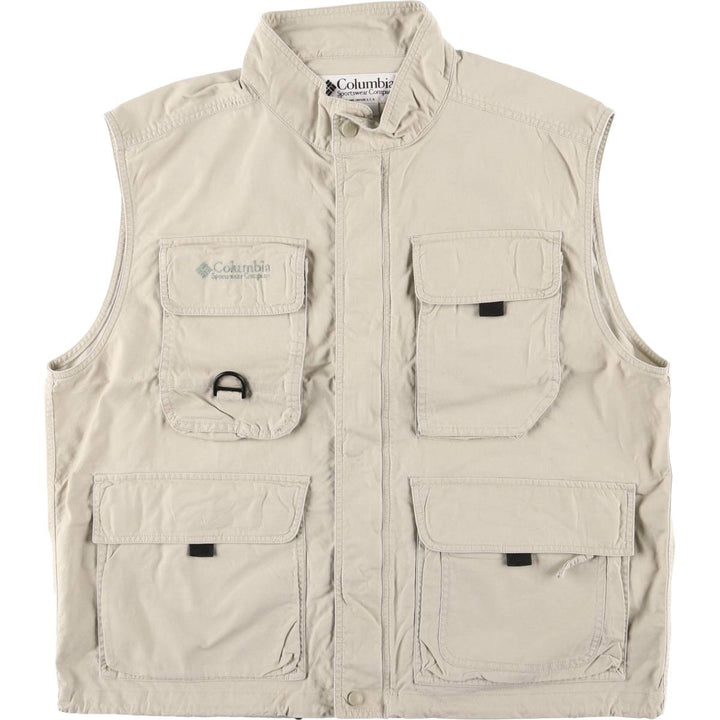 90s-00'S Columbia Fishing Vest Men's XL cotton Khaki type beige Vintage Second Hand