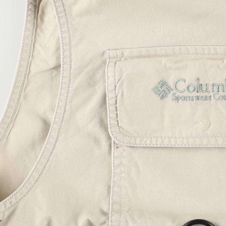 90s-00'S Columbia Fishing Vest Men's XL cotton Khaki type beige Vintage Second Hand