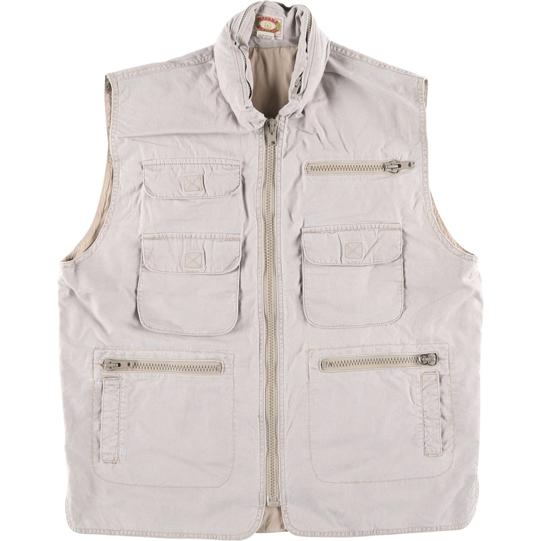 80'S Banana Republic Safari Vest, Men's Size L cotton Beige type Vintage Second Hand