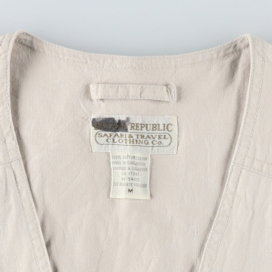 80'S Banana Republic Safari Vest, Men's Size M cotton Beige type Vintage Second Hand