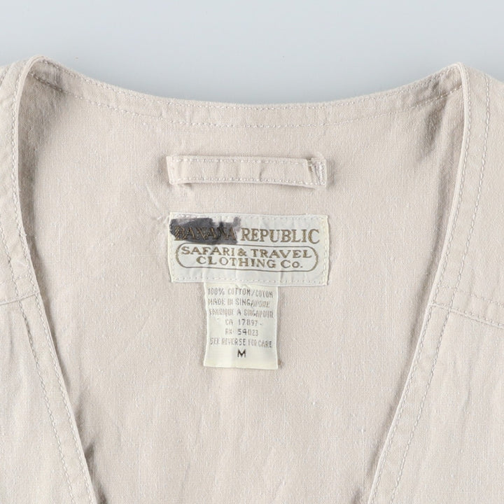 80'S Banana Republic Safari Vest, Men's Size M cotton Beige type Vintage Second Hand