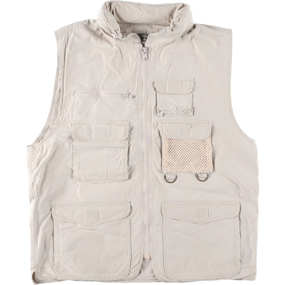 90'S Banana Republic Safari Vest, Men's Size L cotton Beige type Vintage Second Hand