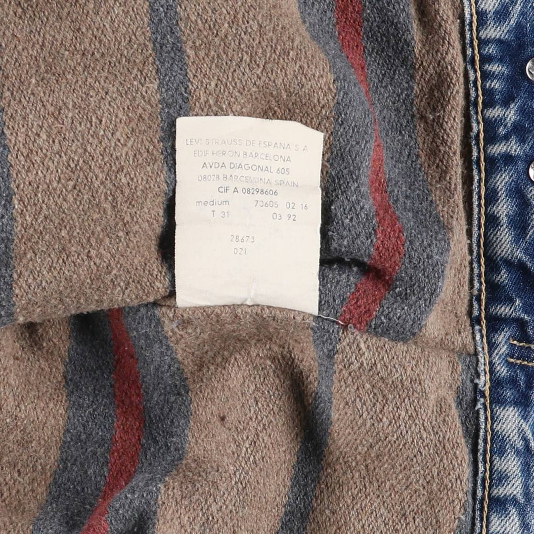 90'S Levi's 70605-0216 Denim Jacket, Men's Size Medium, Vintage cotton blue type Vintage Second Hand