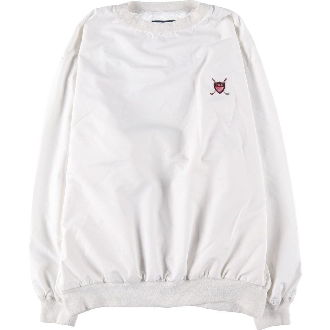 90s~00'S Ralph Lauren POLO GOLF Warm-up pullover for men (size L) polyester white type Vintage Second Hand
