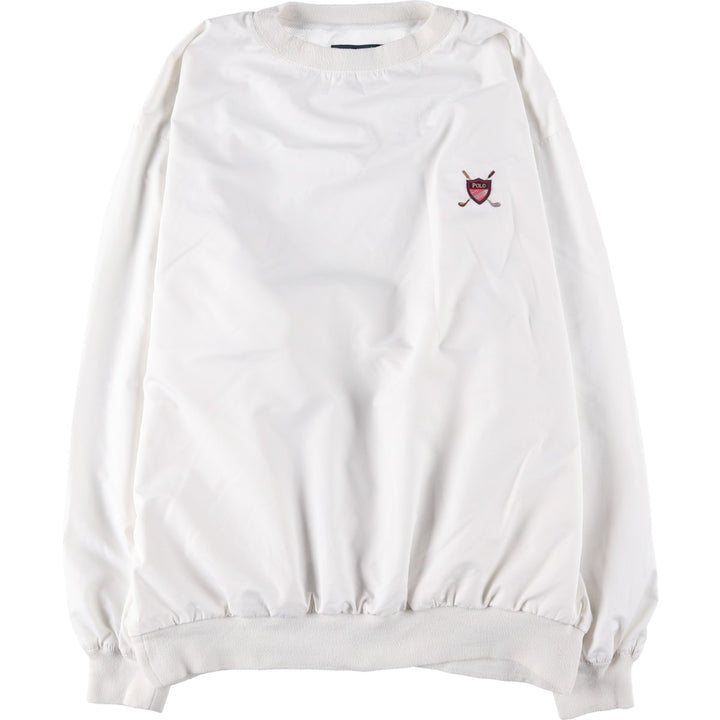 90s~00'S Ralph Lauren POLO GOLF Warm-up pullover for men (size L) polyester white type Vintage Second Hand