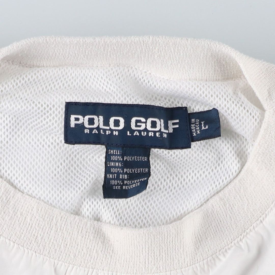 90s~00'S Ralph Lauren POLO GOLF Warm-up pullover for men (size L) polyester white type Vintage Second Hand