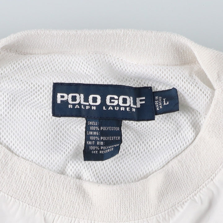90s~00'S Ralph Lauren POLO GOLF Warm-up pullover for men (size L) polyester white type Vintage Second Hand