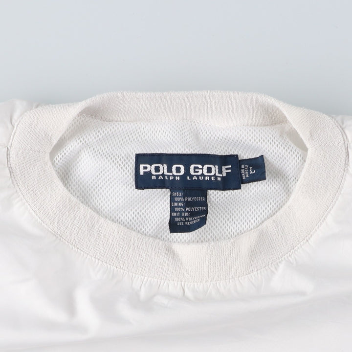 90s~00'S Ralph Lauren POLO GOLF Warm-up pullover for men (size L) polyester white type Vintage Second Hand