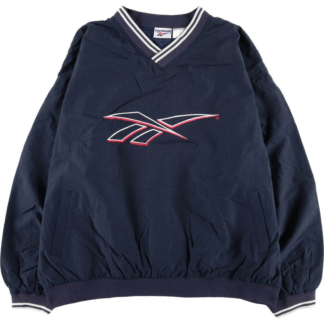 Oversized 90'S Reebok V-neck warm-up pullover, men's size XXXL, vintage unclear navy blue type Vintage Second Hand